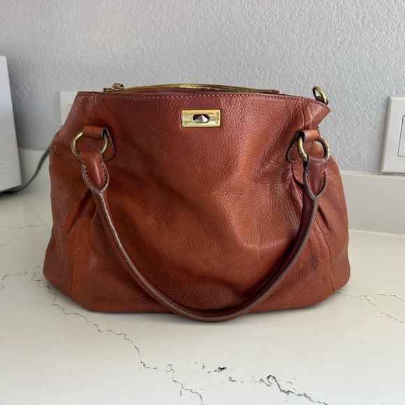J. Crew Brompton Hobo Bag Cognac Brown Leather with Brass Hardware - Picture 7 of 16